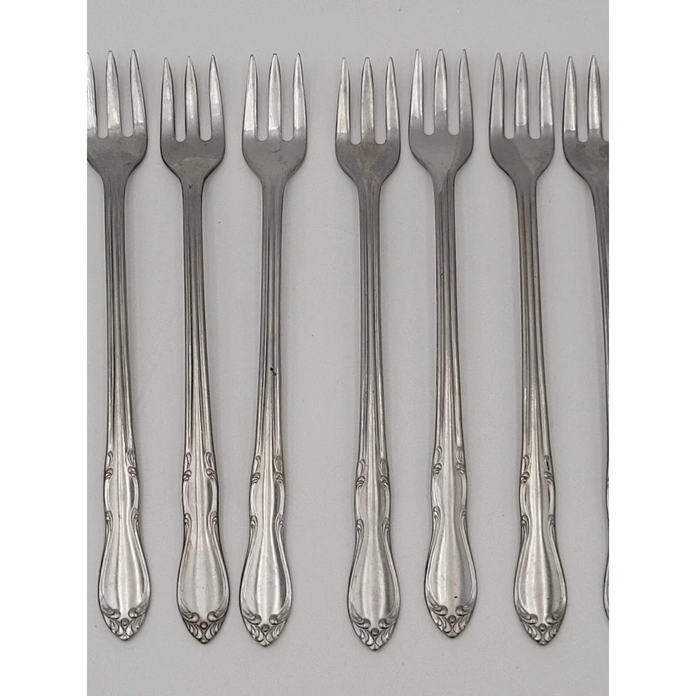 Vtg Homestead Oneida Simeon L George H Rogers Cocktail Forks Stainless Set Of 11